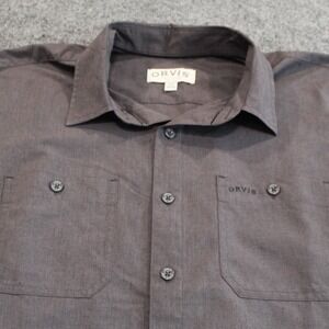 ORVIS Mens Classic Collection Short Sleeve Button Up‎ Shirt M M Gray Polyester